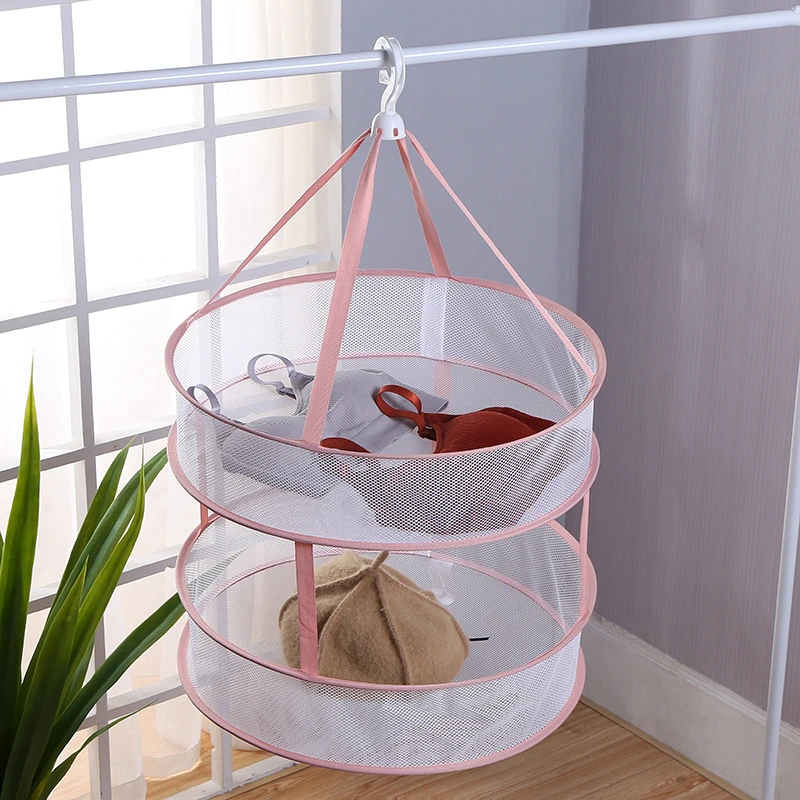 【依航】家用折叠晒衣篮晒袜子文胸毛衣玩具晾晒网防风架晾衣网网兜
