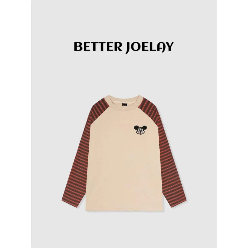 BETTERJOELAY-【搞笑米奇】时尚插肩长袖T休闲宽松潮流卡通KH0987