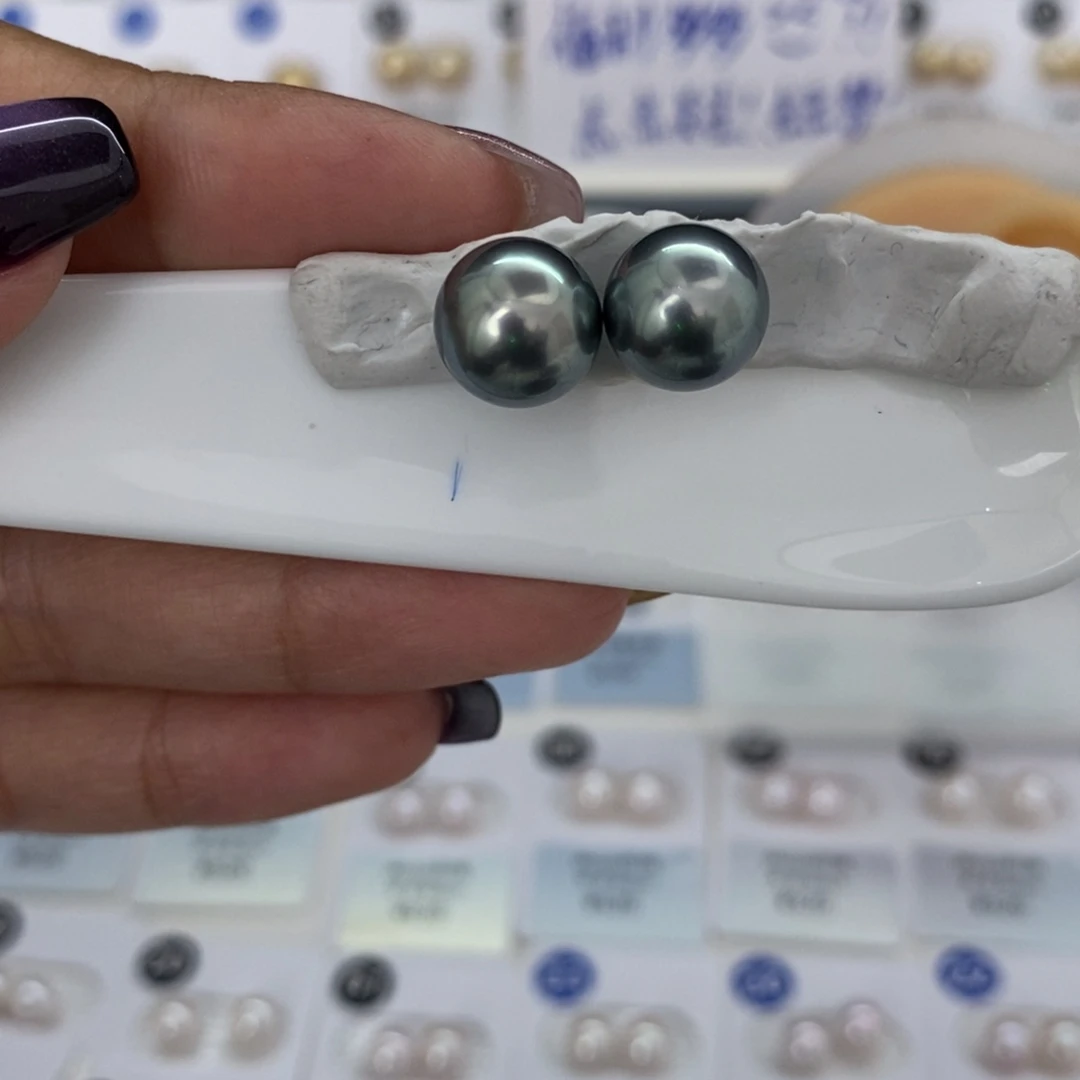 海水珍珠大溪地裸珠对珠10-11mm未镶嵌