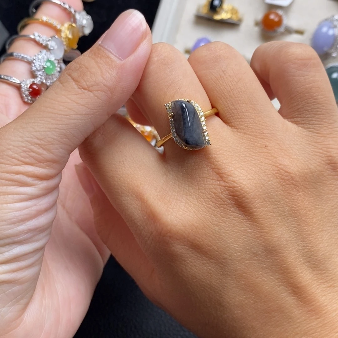 银S925镶嵌戒指翡翠