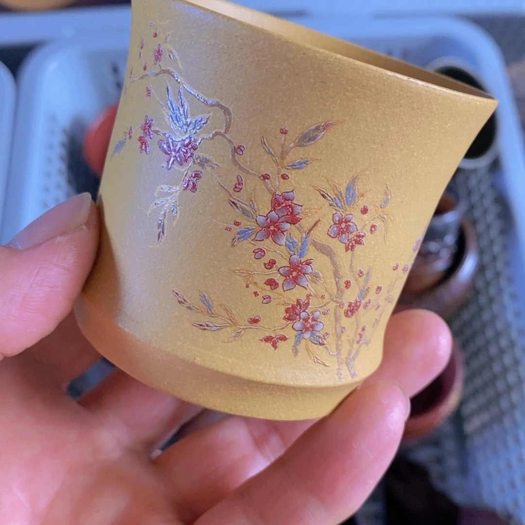 茶杯绿泥紫砂紫砂