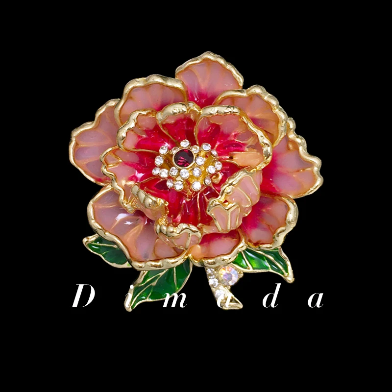 合金仿水晶胸针 d1217牡丹花胸针女高档精致气质胸花别针配饰礼物