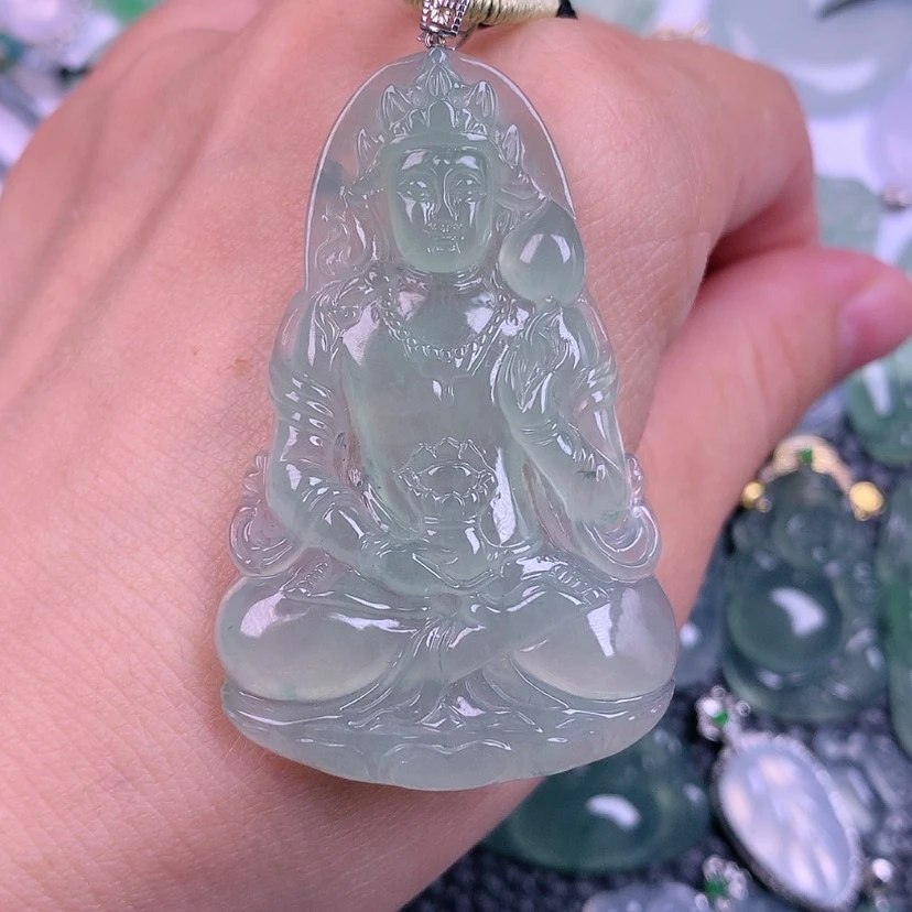 【闪购商品】颈饰18K金镶嵌翡翠K***K天然缅甸翡翠