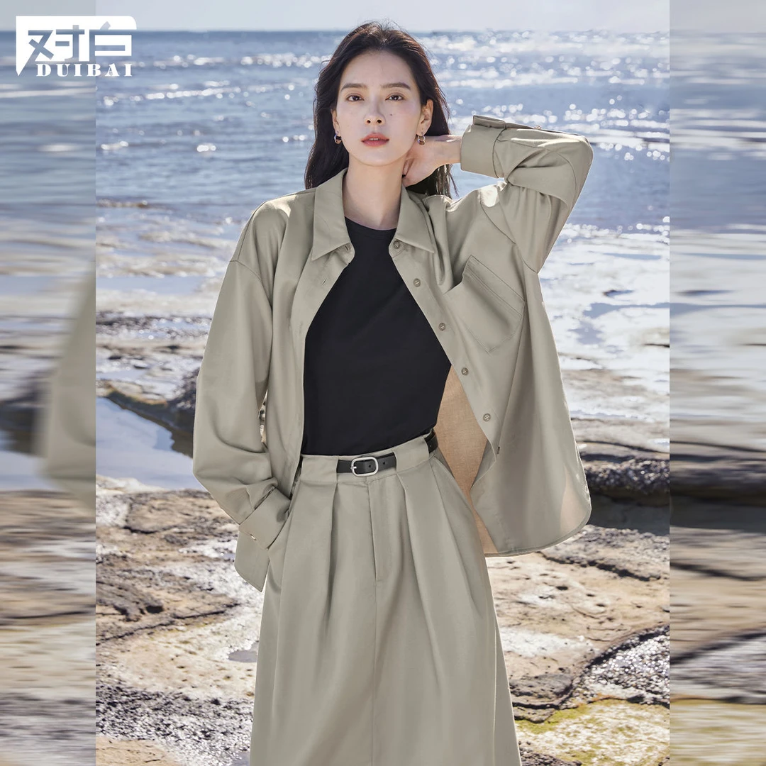 对白今年流行衬衫套装裙女2025春季新款宽松衬衣半身裙通勤两件套