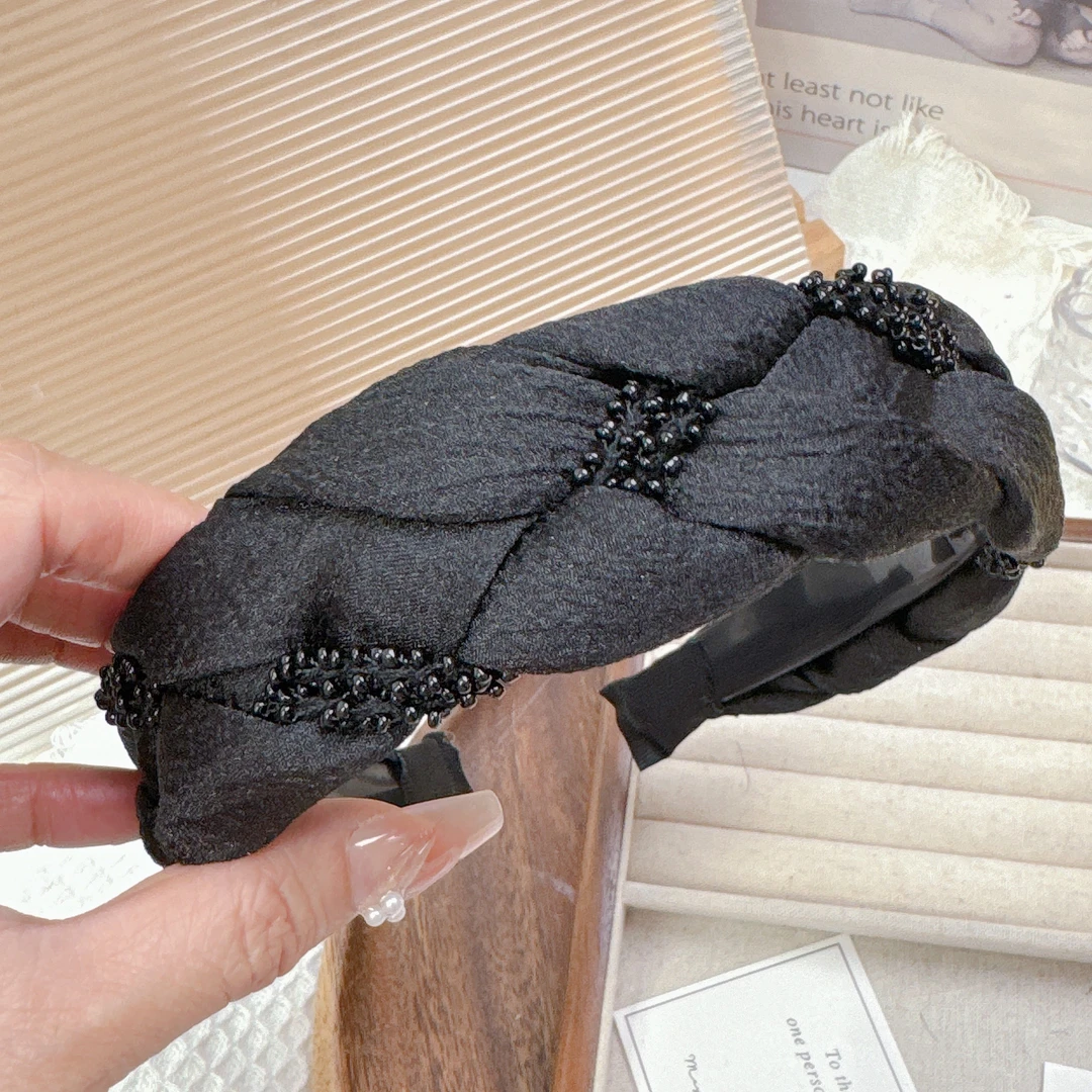 带齿韩版黑色宽边网纱盖白头发发箍韩国2025夏天头箍气质时尚