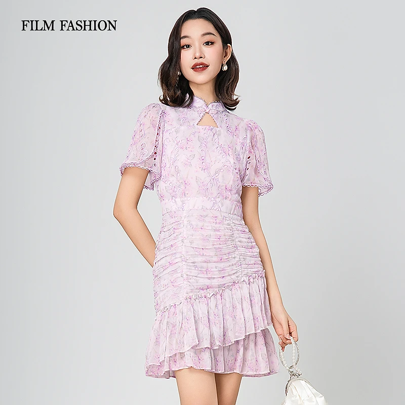 一电影一时装夏季新中式改良旗袍镂空轻薄女装连衣裙  FEAX121529
