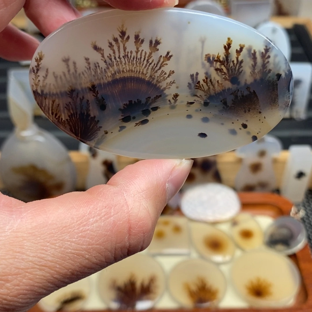 蓝***花玛瑙/玉髓未镶嵌吊坠