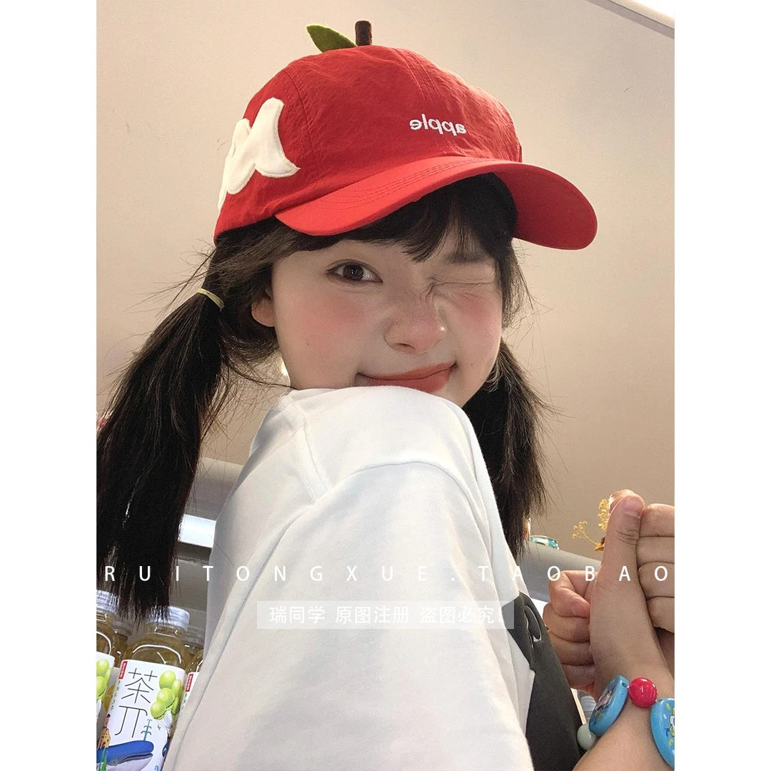 瑞同学原创！鸳鸯苹果可爱创意棒球帽夏季出游遮阳情侣鸭舌帽