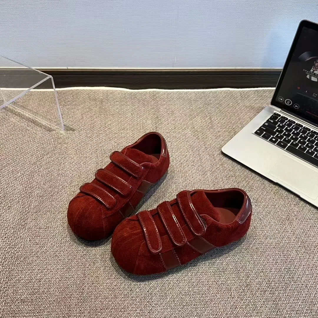 轻奢德训鞋2025秋季新款磨砂皮4cm魔术贴卡皮巴拉大头软底休闲鞋