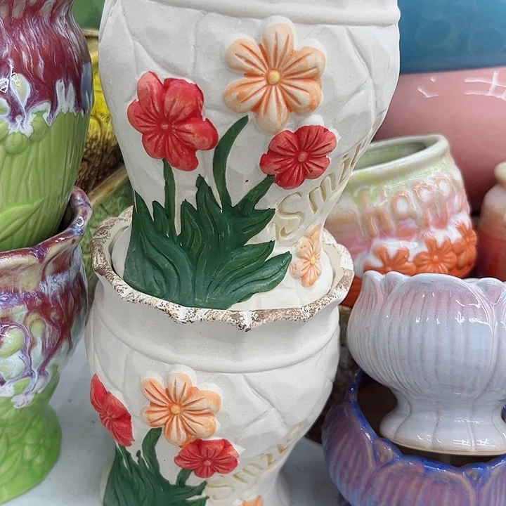 多肉绿植陶瓷花盆9.9包邮，有孔