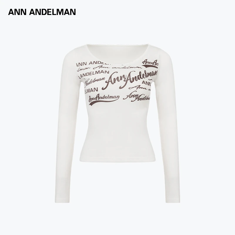 ANN ANDELMAN25春夏女士圆领运动休闲灰色印花轻薄打底衫
