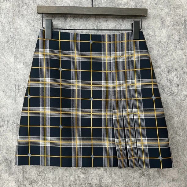 95新 BURBERRY/博柏利 蓝色满印战马格纹短裙