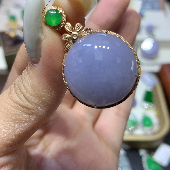 翡翠18K金镶嵌吊坠(不含链)