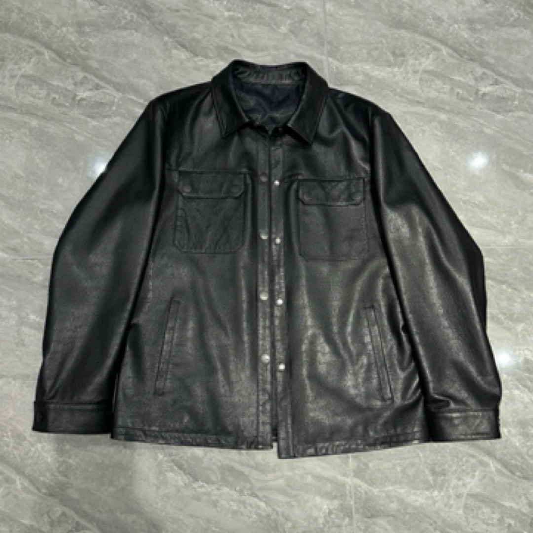 2009-男士黑色绵羊皮时尚百搭休闲款皮衣