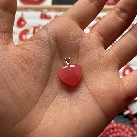 菱锰矿（红纹石）颈饰18K金镶嵌