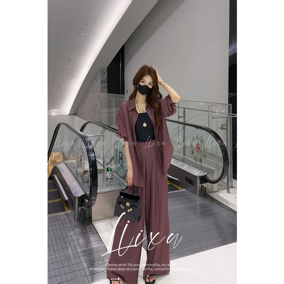 LiixuSP轻奢松弛感套装女春装韩系高级衬衫阔腿裤三件套L51TZ259
