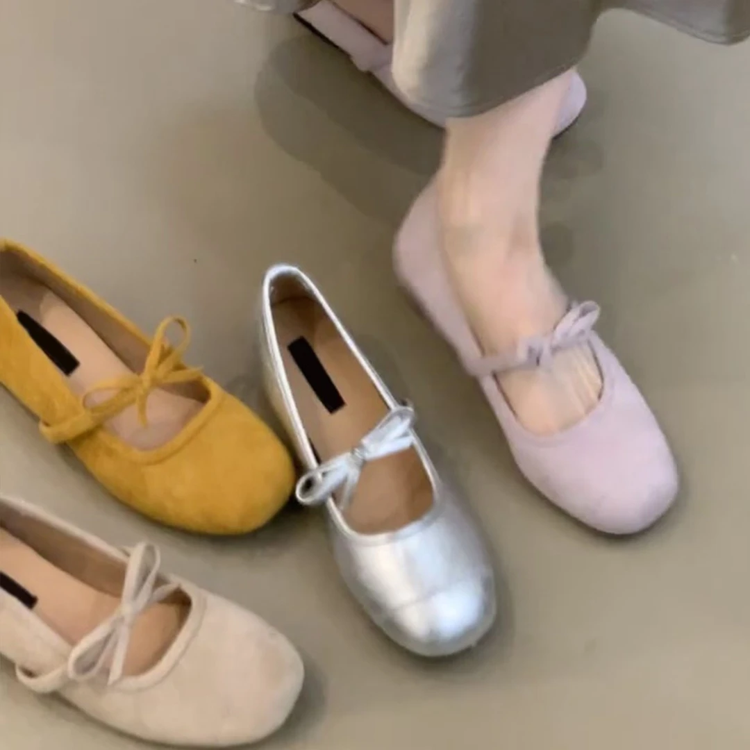 复古绒面内增高玛丽珍单鞋女鞋子2025春夏季新款芭蕾温柔晚晚单鞋
