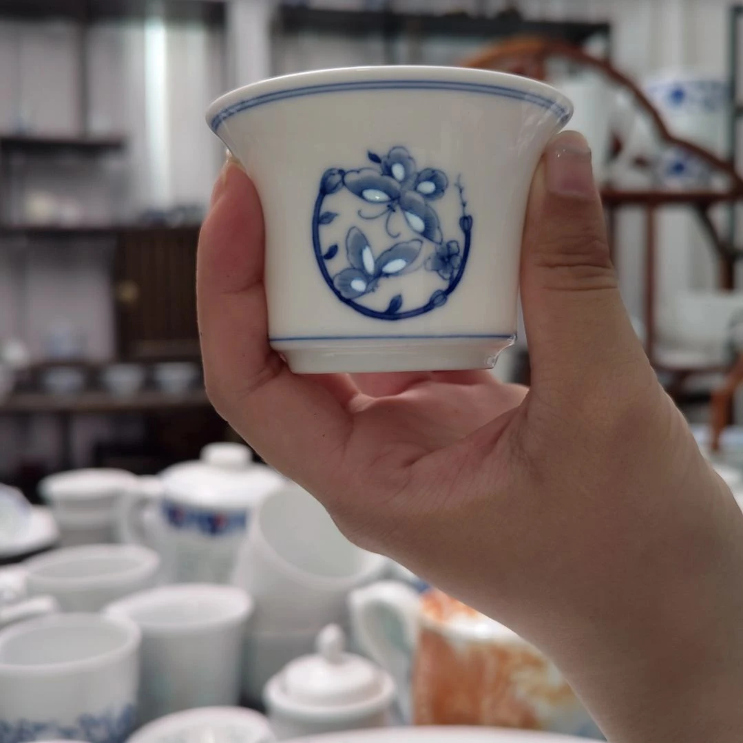 瓷蝶舞茶托一个景德镇