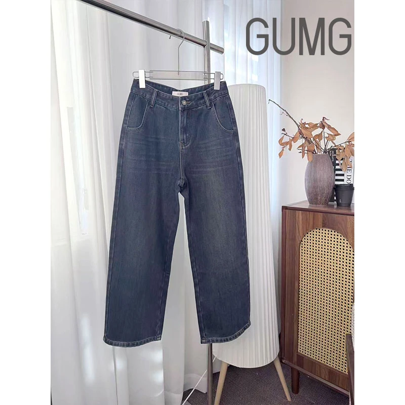 【女装优选】GUMG-高级蓝牛仔加绒阔腿裤GM20548