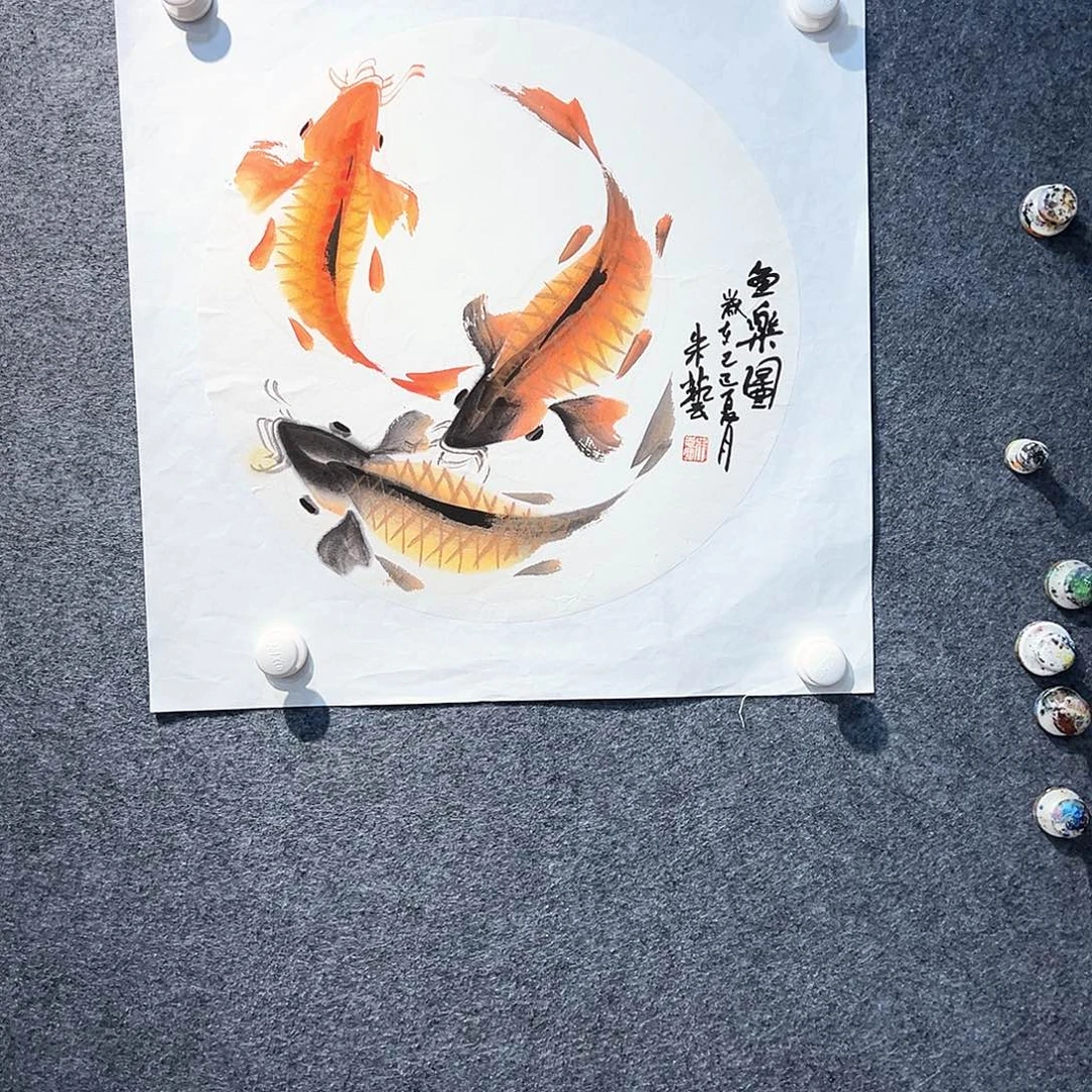 国画纯手绘画心原创