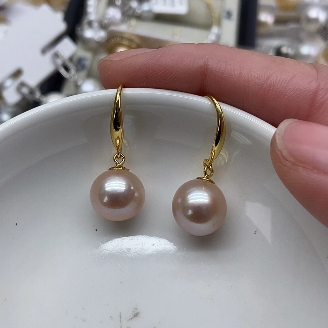 银S925镶嵌耳饰淡水珍珠