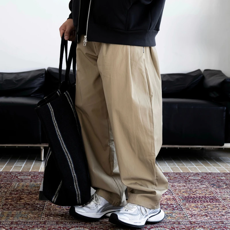 Gnomes lab 25AW 长绒棉纯色纯棉通勤抽绳长裤