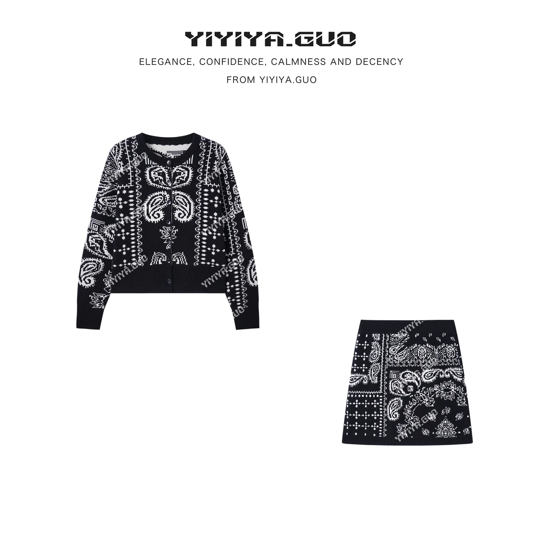 yiyiya.Guo艺艺吖【腰果毛衣】新款针织毛衣半裙两件套120071SS52