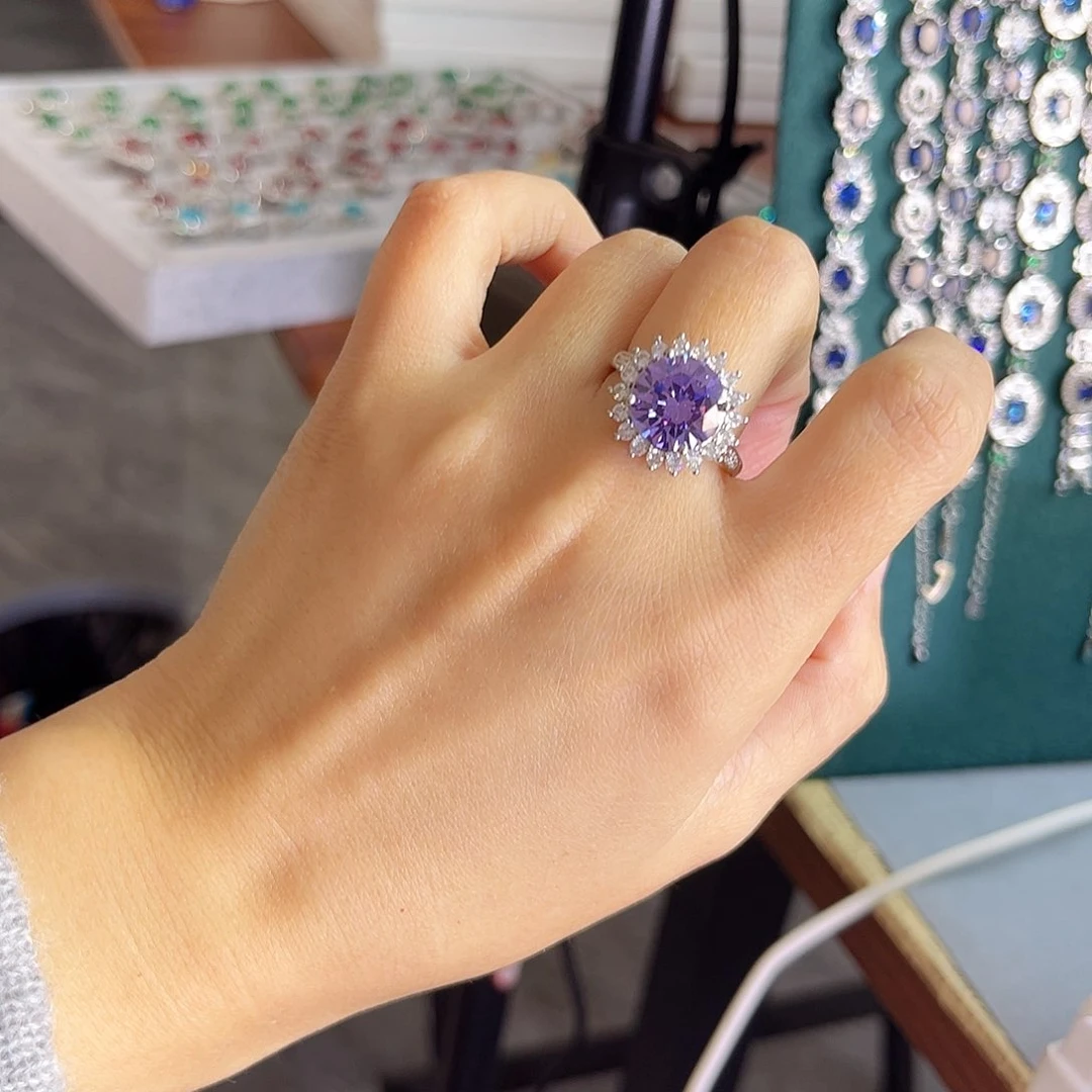 戒指蓝宝石银S925镶嵌