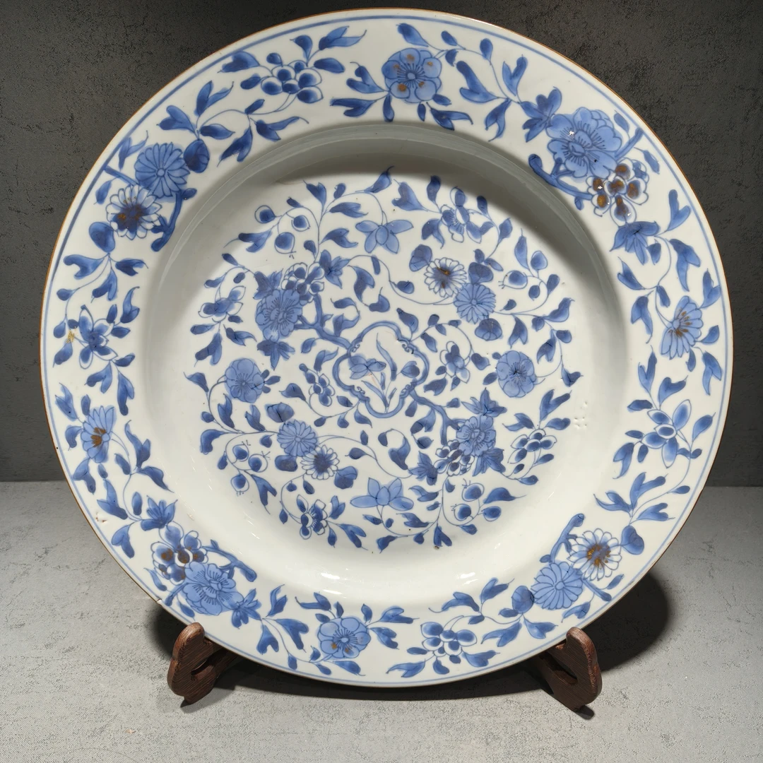 青花描金花卉大盘20250117033