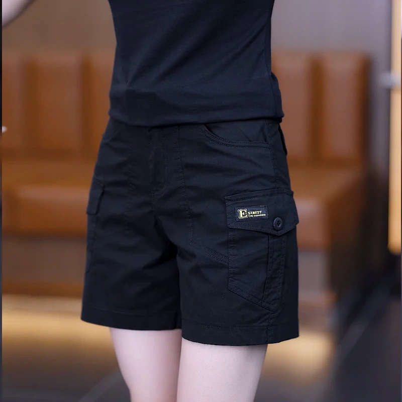 夏季工装短裤女款爆款2025新款爆款高腰显瘦运动百搭热裤短裤T恤