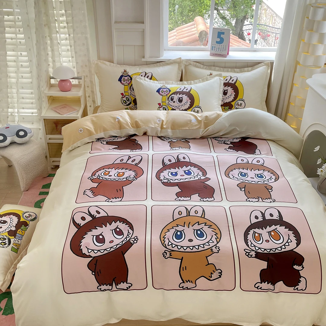 可爱拉布布儿童纯棉四件套卡通被罩宿舍用单人被套床单全棉三件套