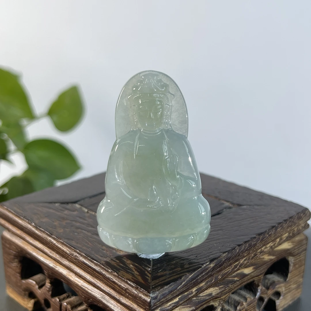 JTW20-85 天然缅甸A货翡翠  素衣观音