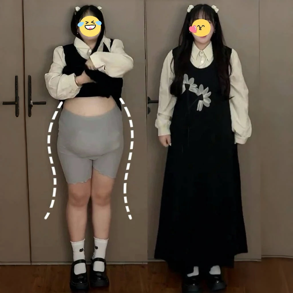大码假两件气质连衣裙女秋季胖MM梨型身材宽松显瘦减龄高级感裙子