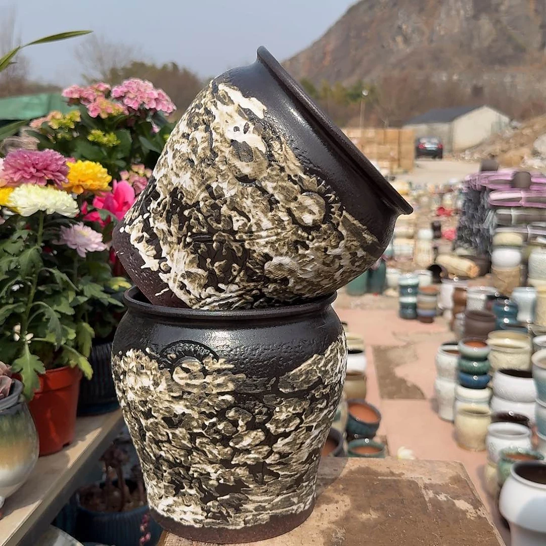 紫砂花盆口19高21（姹寂风泼墨瑕疵姹寂