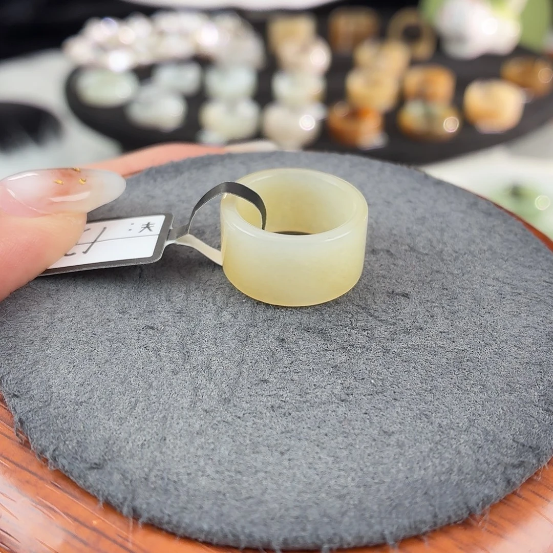 和田玉（糖玉）未镶嵌戒指S75鸡油黄直切15.2