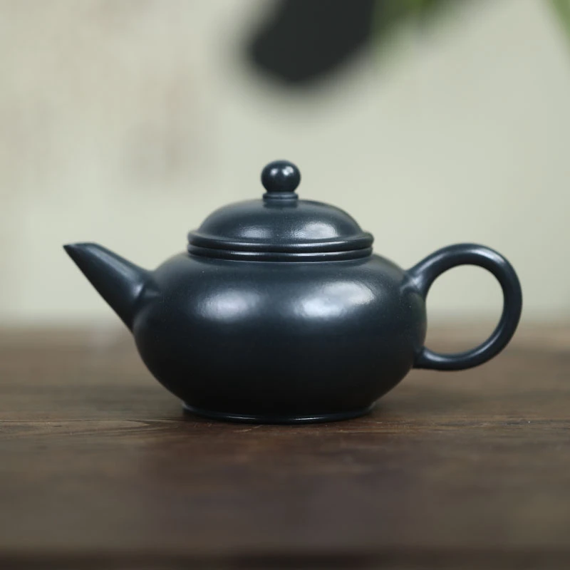 【水平】原矿九龄君子兰 150cc  手工制作 内推孔 宜兴紫砂壶