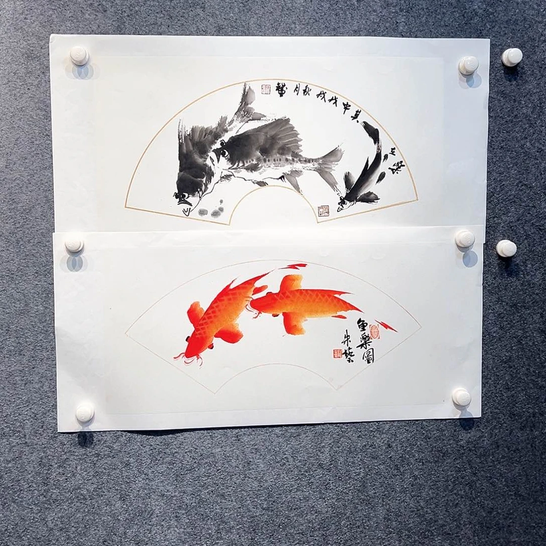 国画知鱼之乐纯手绘画心