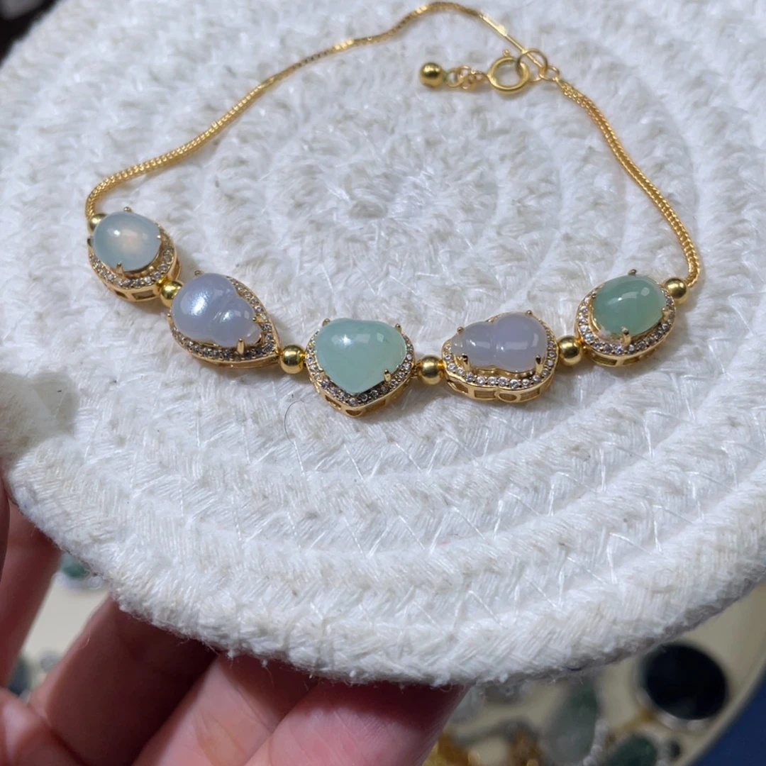 项链银S925镶嵌翡翠手链