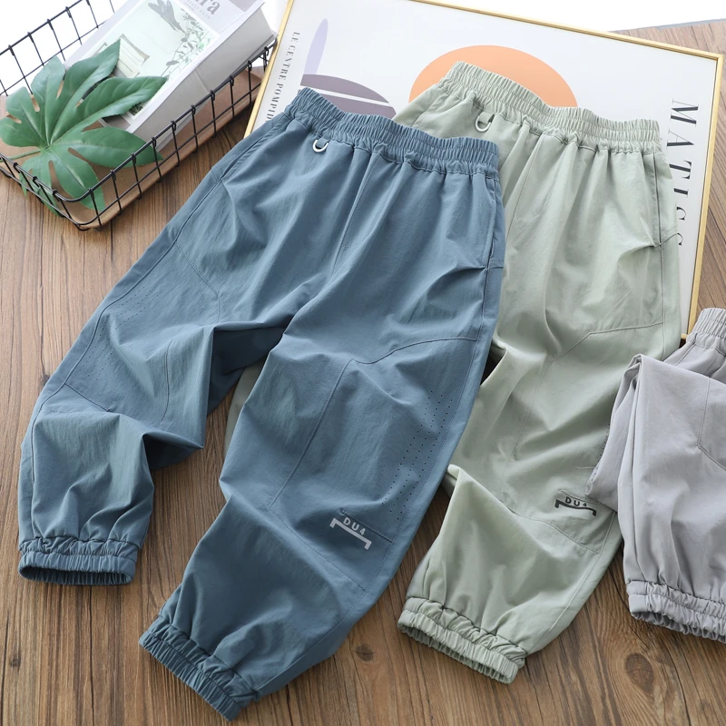 男童速干春秋夏印花休闲裤新款中大童运动休闲宽松儿童装长裤纯色