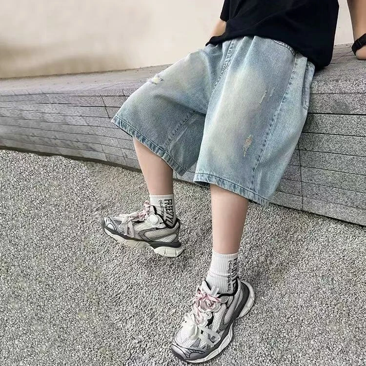 502711童装男童牛仔裤五分裤2025夏季宝宝韩版潮酷洋气男孩牛仔裤