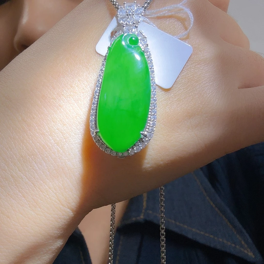翡翠银S925镶嵌吊坠(不含链)