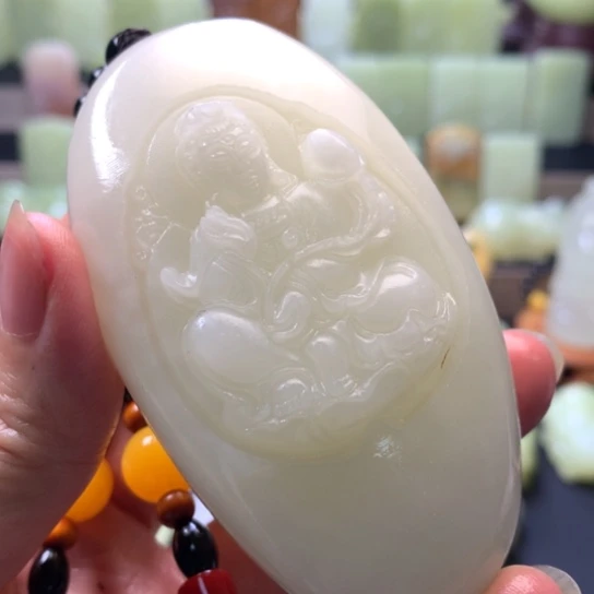 石材方解石手把件