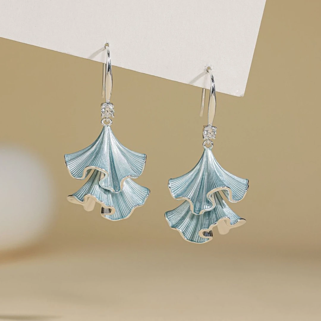 三生有幸杏叶耳钩适合夏天的耳环2025新款爆款度假风海边百搭耳坠