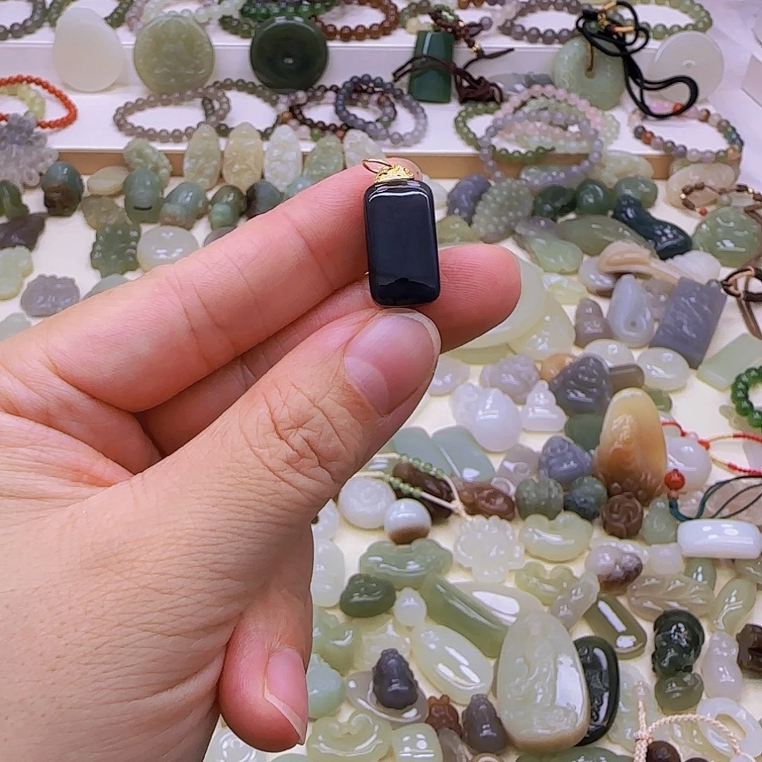 ˗***。和田玉银S925镶嵌吊坠(赠链)
