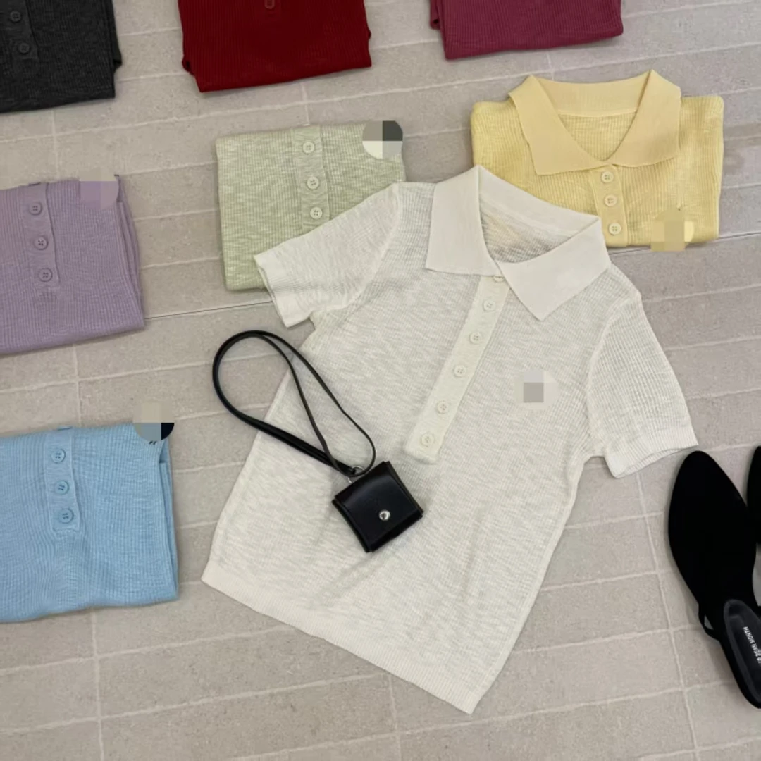 唐小丫 |夏季POLO针织衫短袖纯色休闲POLO领针织衫2840