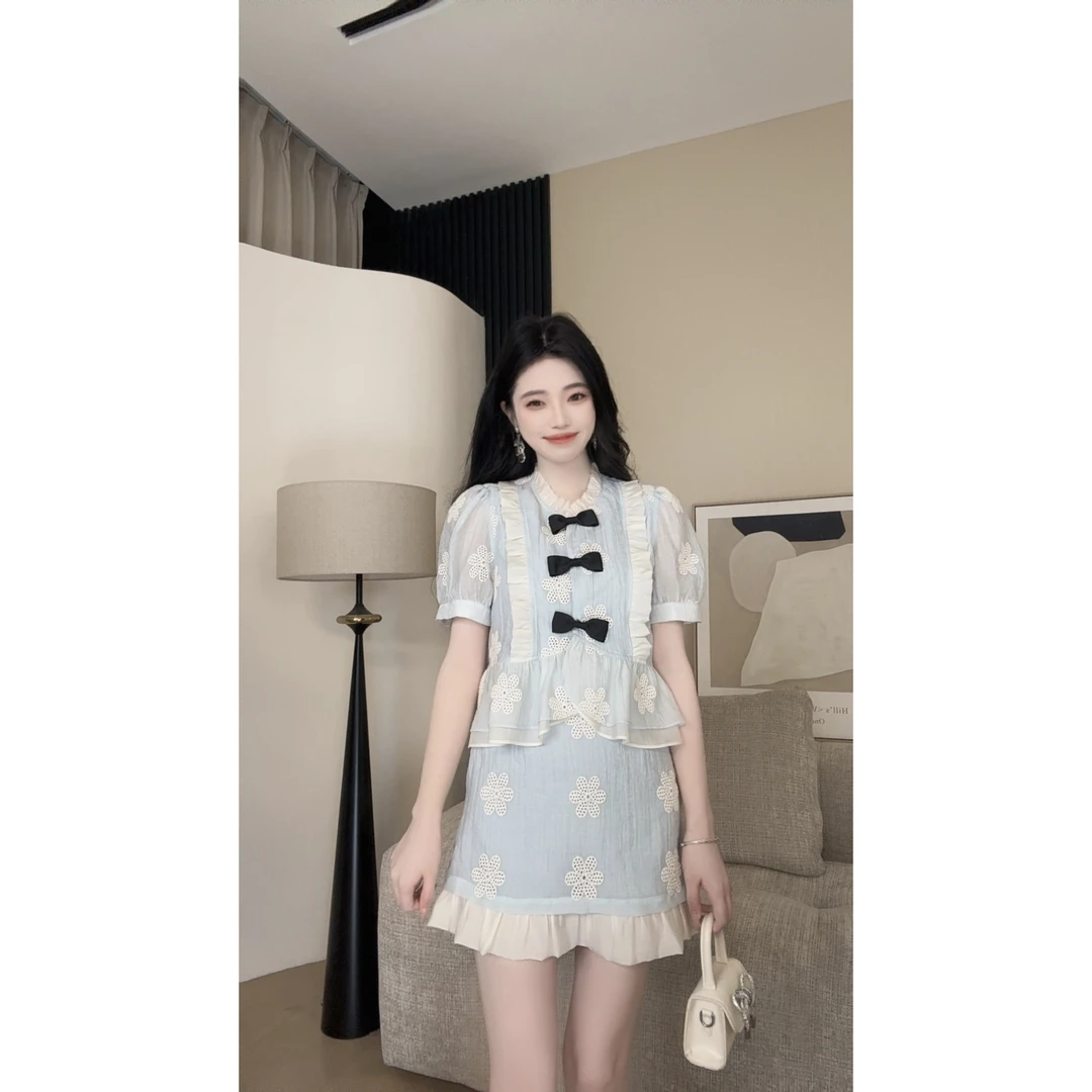 WY【旷野微风套装】原创日常法式气质时尚显白休闲洋气显瘦千金老钱