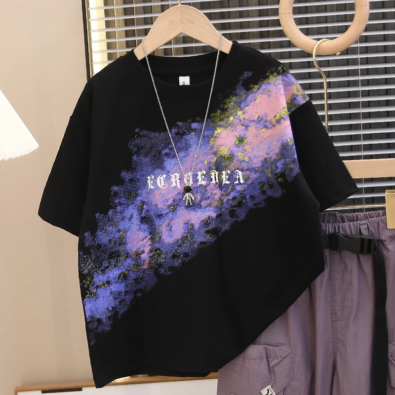 儿童装男童夏装纯棉短袖T恤2025新款中大童夏季宽松夏款男孩上衣t