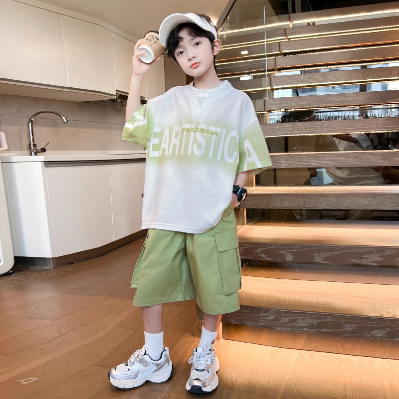 男童夏季休闲套装2025新款儿童短袖时尚套装【米逗】B5239