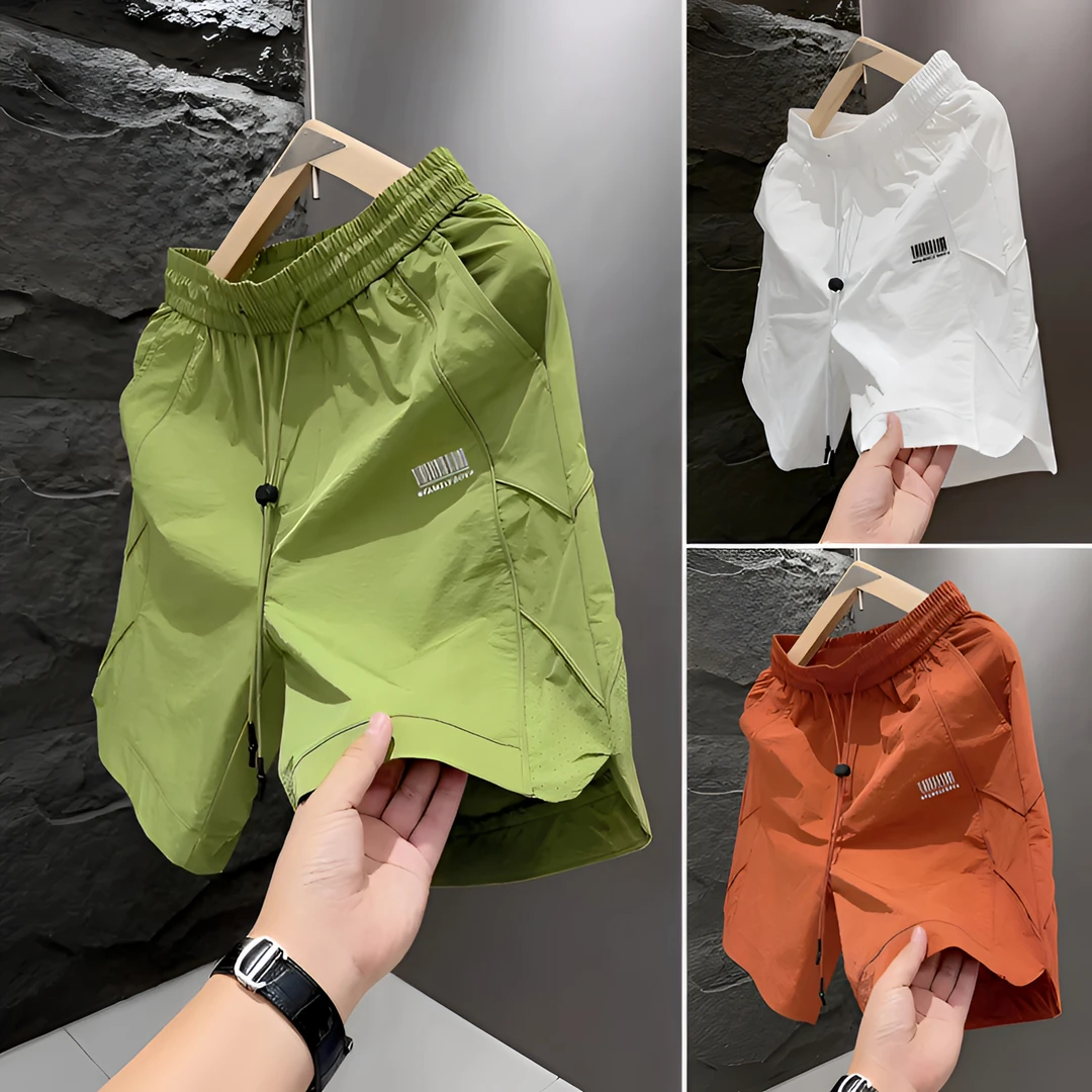 2025夏季新款速干运动短裤松紧腰男士薄款宽松潮夏季黑色速干短裤