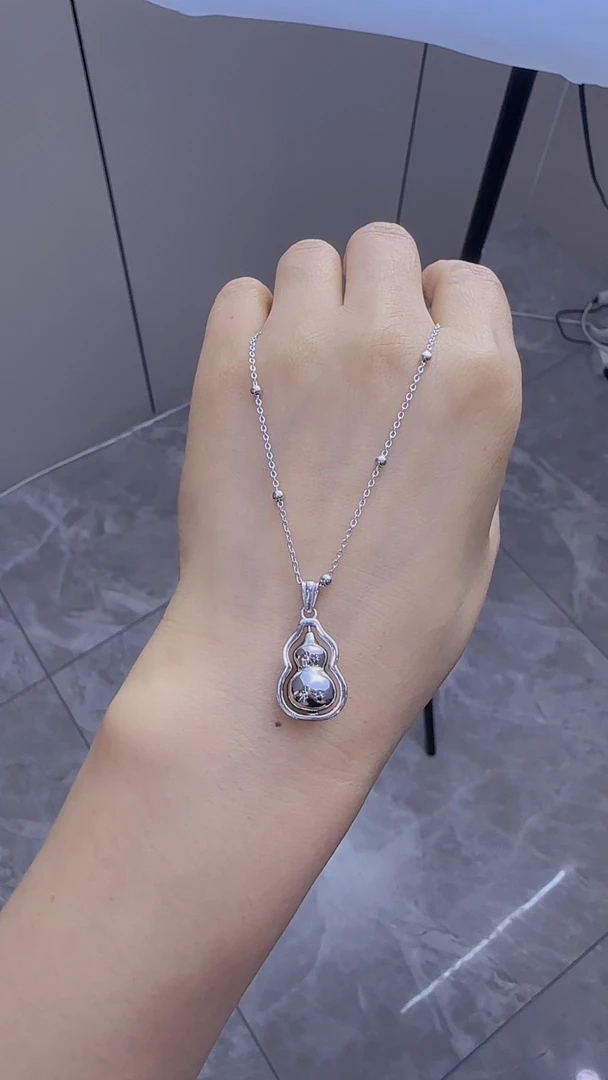 坠链均925银 微镶转动葫芦银项链